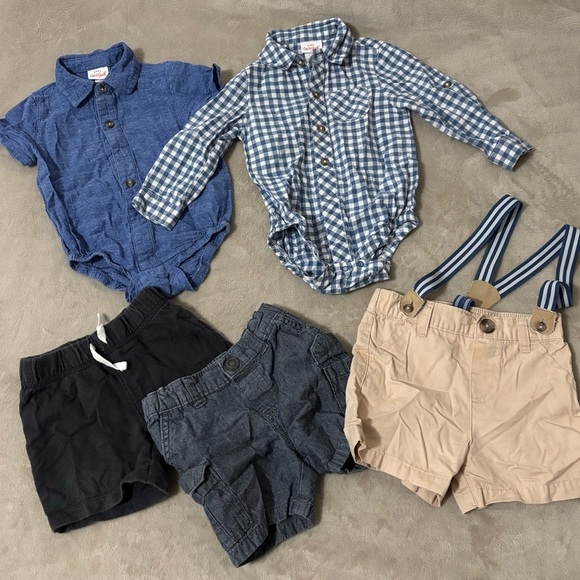 Cat & Jack Other - Bundle of 7️⃣ Baby Boy Clothing Set - Blue and Beige Size 12M